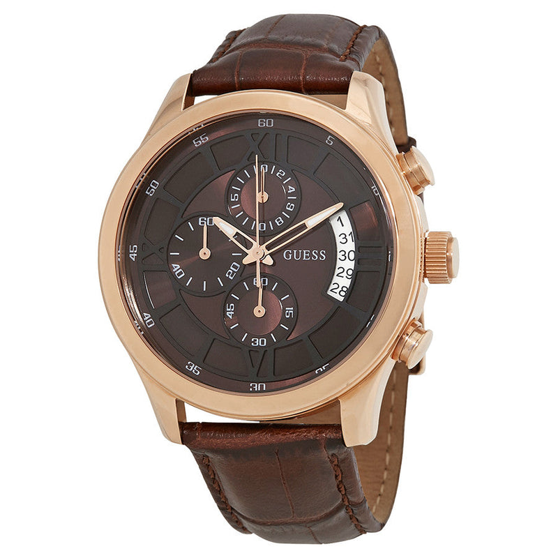 Guess Bronze Chronograph Dial Leather Strap Men's Watch W14052G2