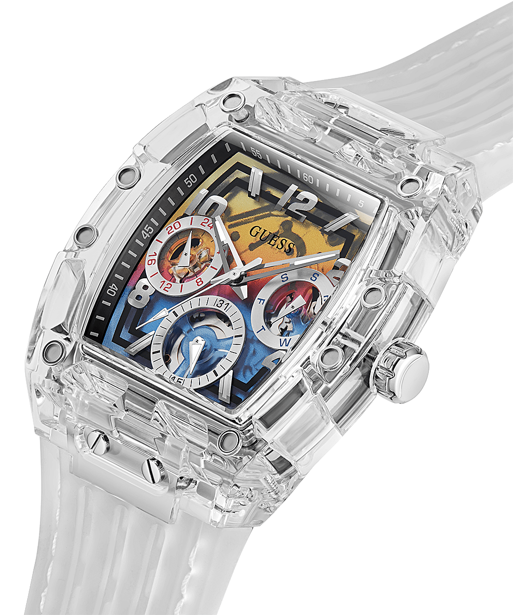 Guess Clear Case Silicone Strap Men’s Watch GW0499G3 - Watch