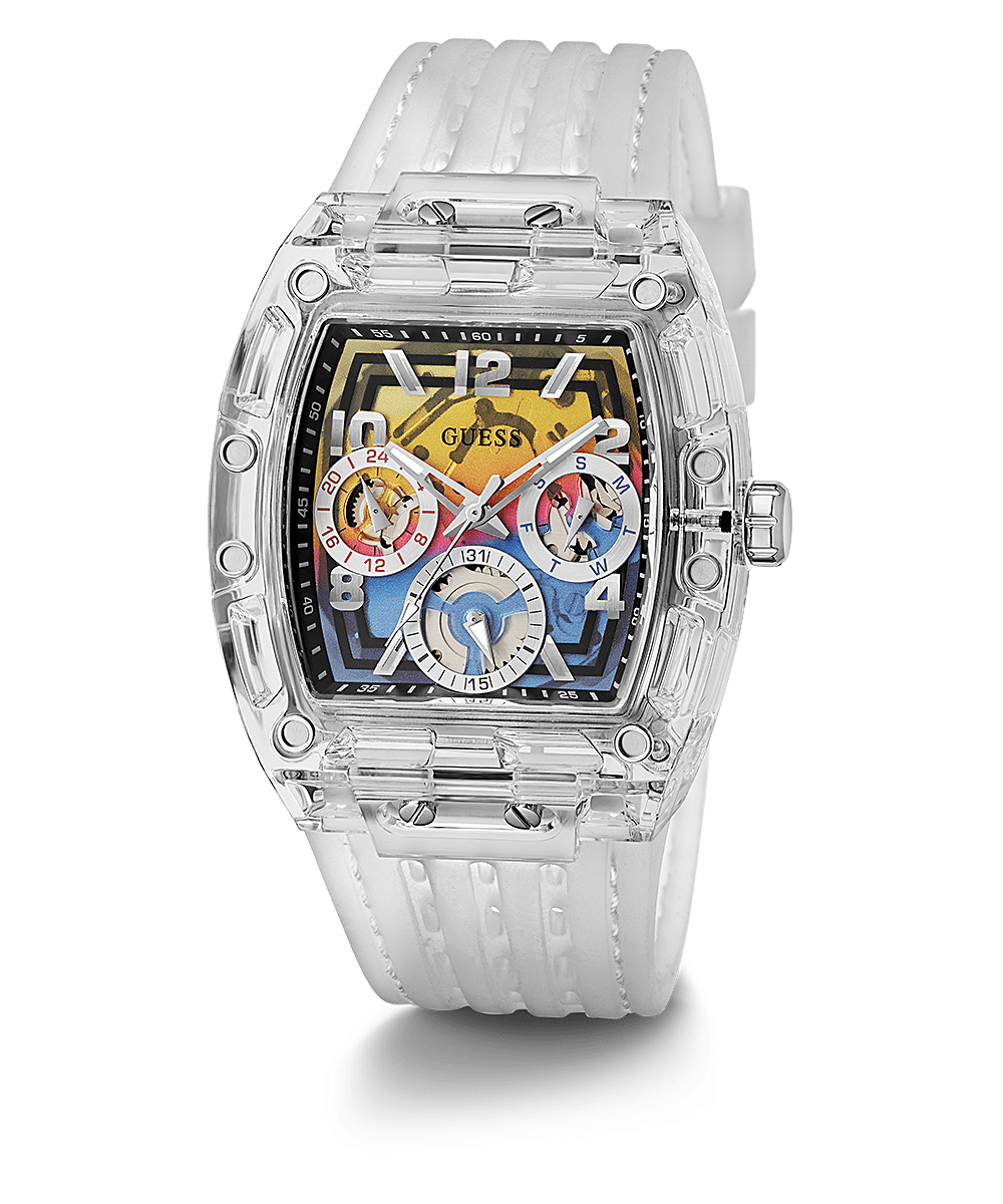 Guess Clear Case Silicone Strap Men’s Watch GW0499G3 - Watch