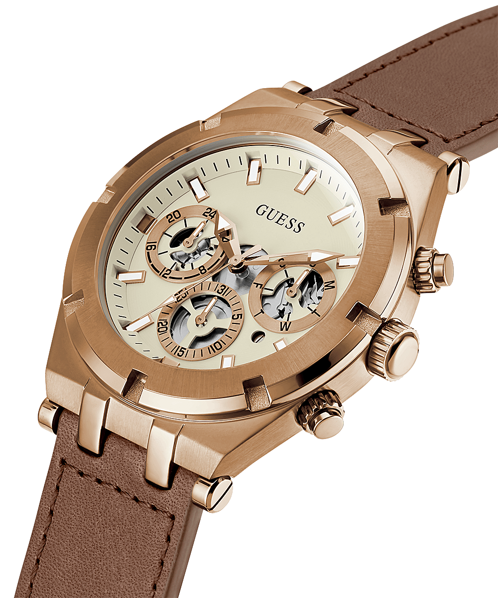 Guess Coffee Leather Strap Men’s Watch GW0262G3 - Watch