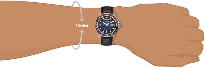 Guess Comet watch worn on wrist, 7-inch band length, blue dial with rose gold case