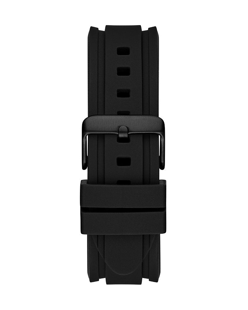 Guess Commander black silicone strap with buckle closure and embossed details