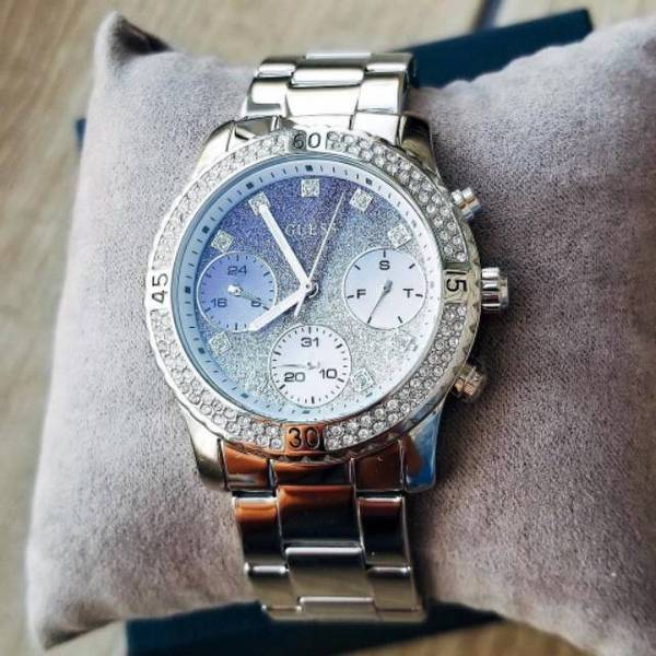 Guess Confetti Crystal Glitter Dial Ladies Watch W0774L6 - Watch
