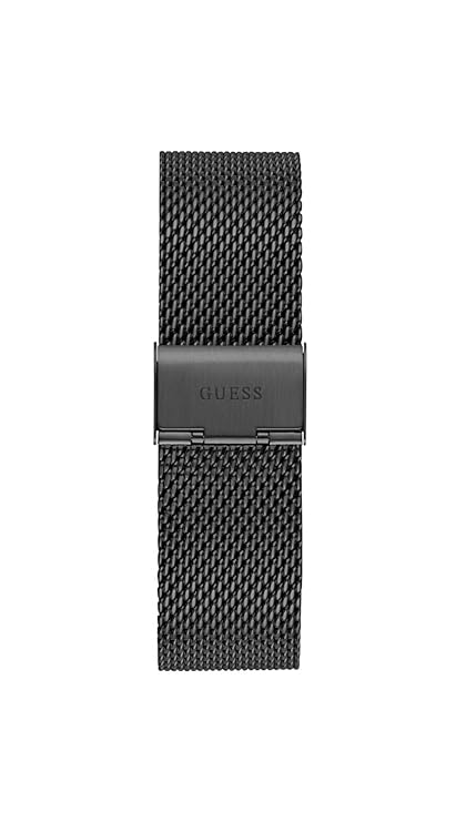 GUESS Continental black mesh strap with fold-over clasp and GUESS branding