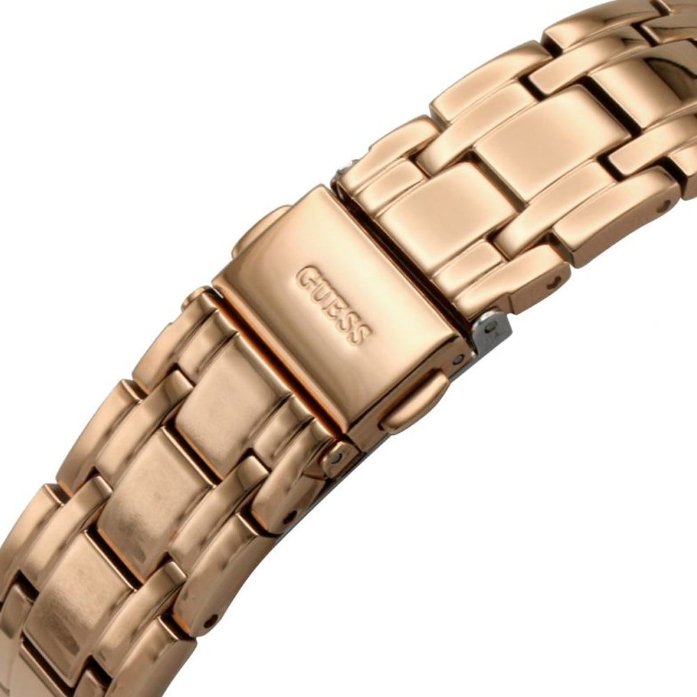 Guess Cosmo rose gold-plated link bracelet with fold-over clasp and brand logo detail