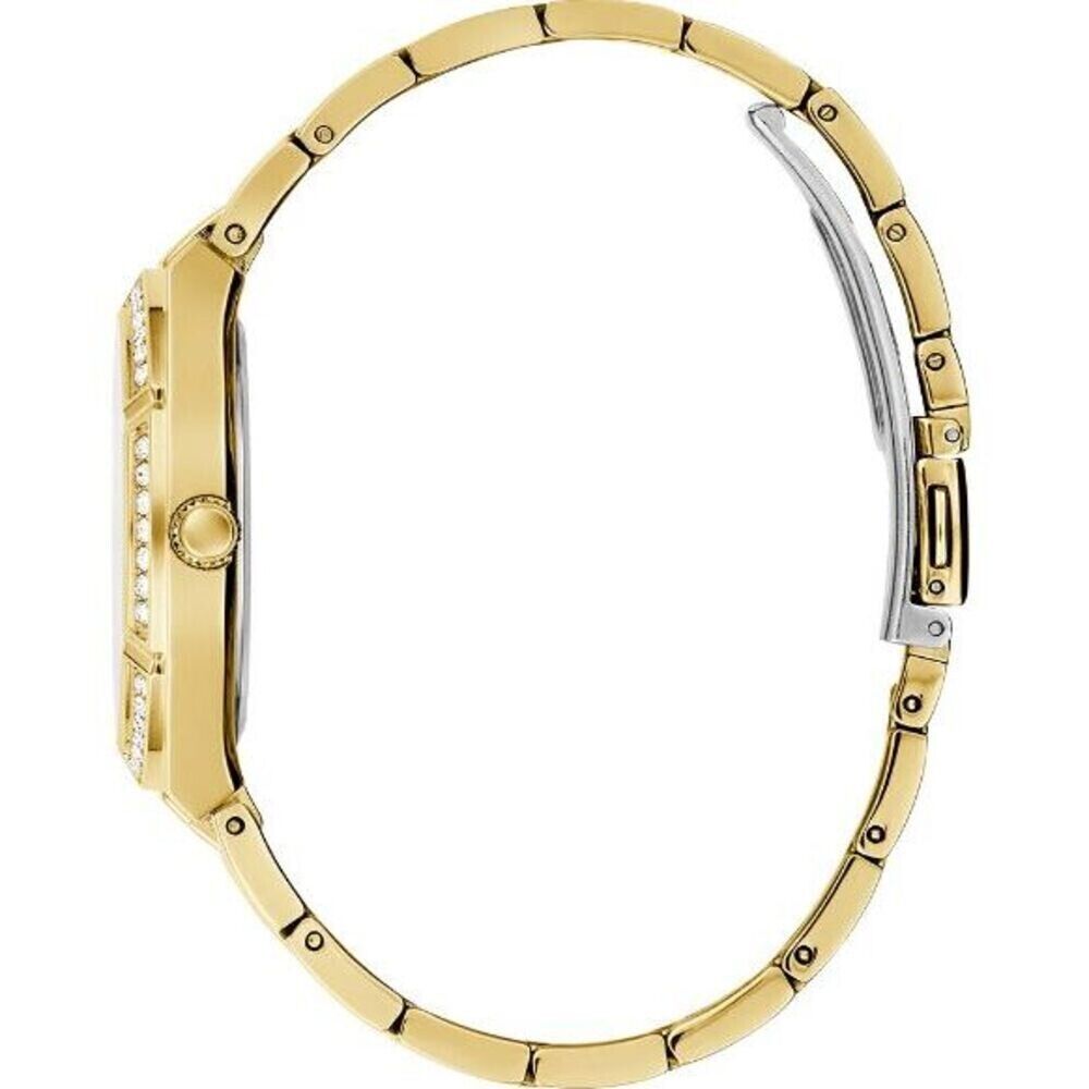 Guess Cosmo women's watch gold-tone stainless steel three-link bracelet with fold-over clasp