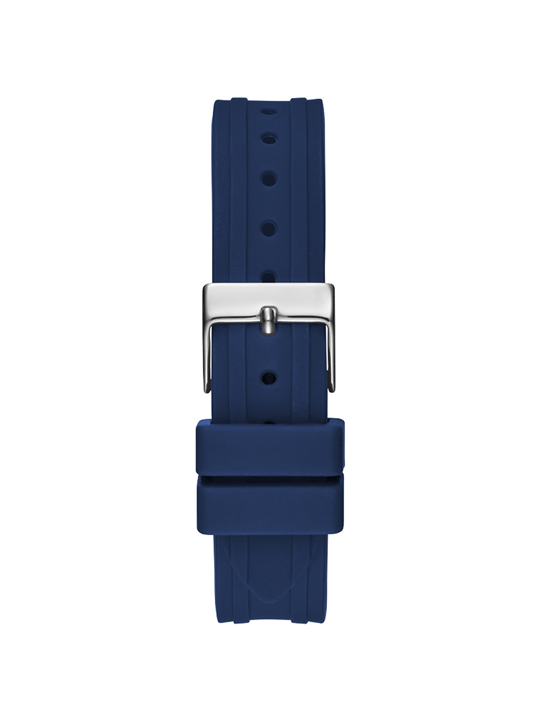 Guess Cosmo blue rubber strap with silver-tone buckle and adjustment holes