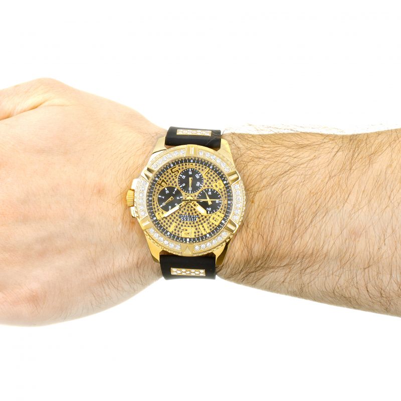 Guess Crystal-Covered Dial Silicone Strap Men’s Watch W1132G1 - Watch