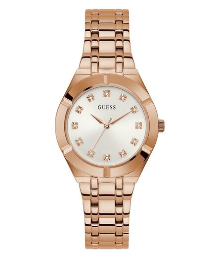 Guess Crystalline white dial rose gold women's watch with rose gold bracelet strap