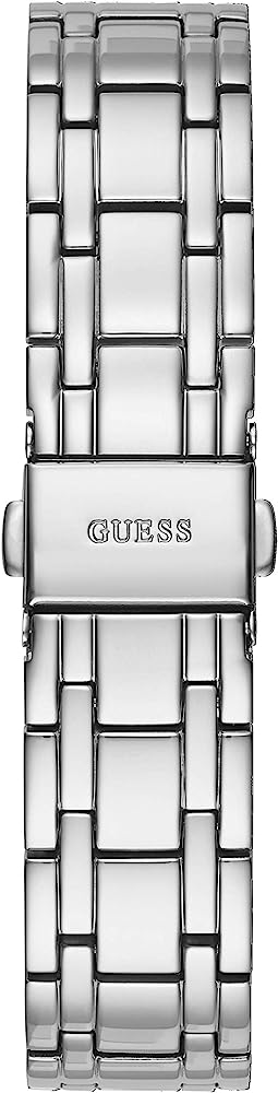 Guess Crystalline Silver watch bracelet detail showing link construction and Guess branding
