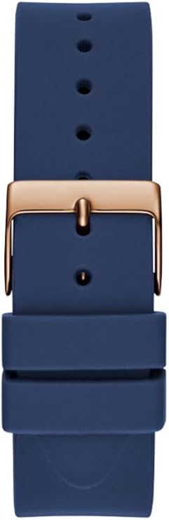Navy silicone strap with rose gold buckle and adjustment holes