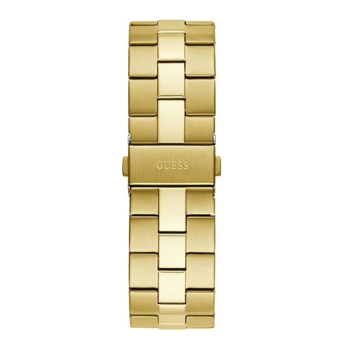 Gold-tone metal bracelet of GUESS Emperor watch with two-tone link design