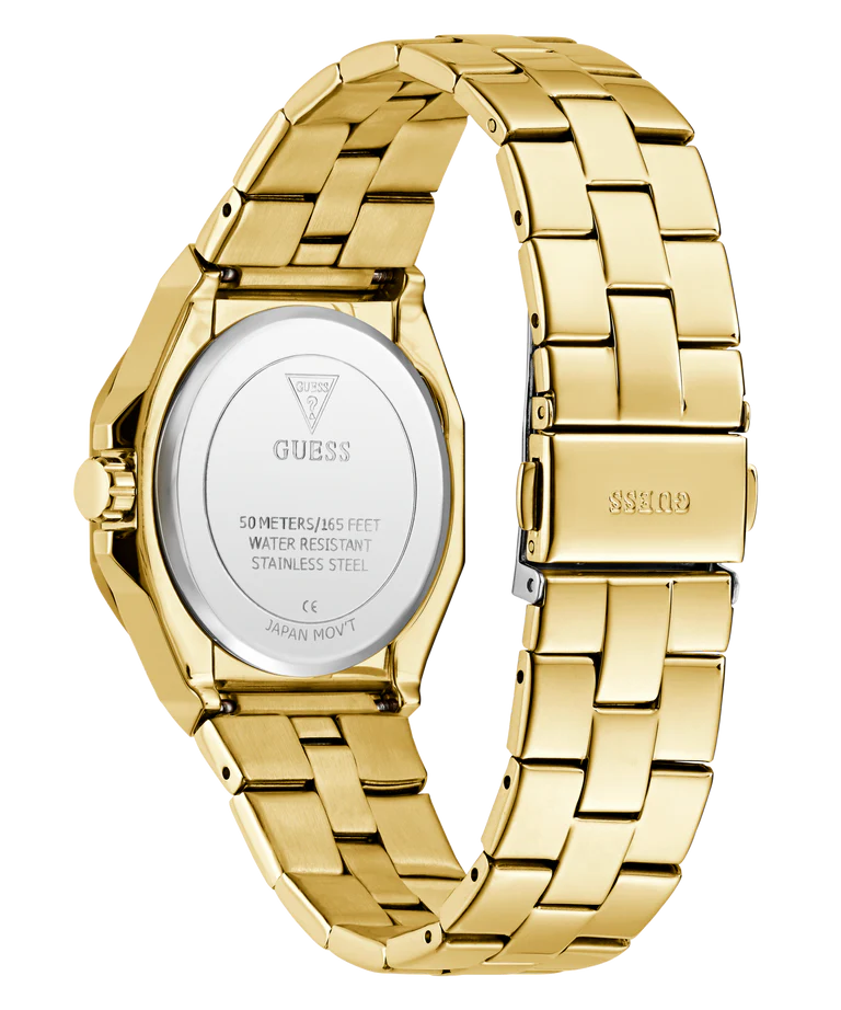 Guess Empress caseback showing stainless steel water resistant 50M engraving