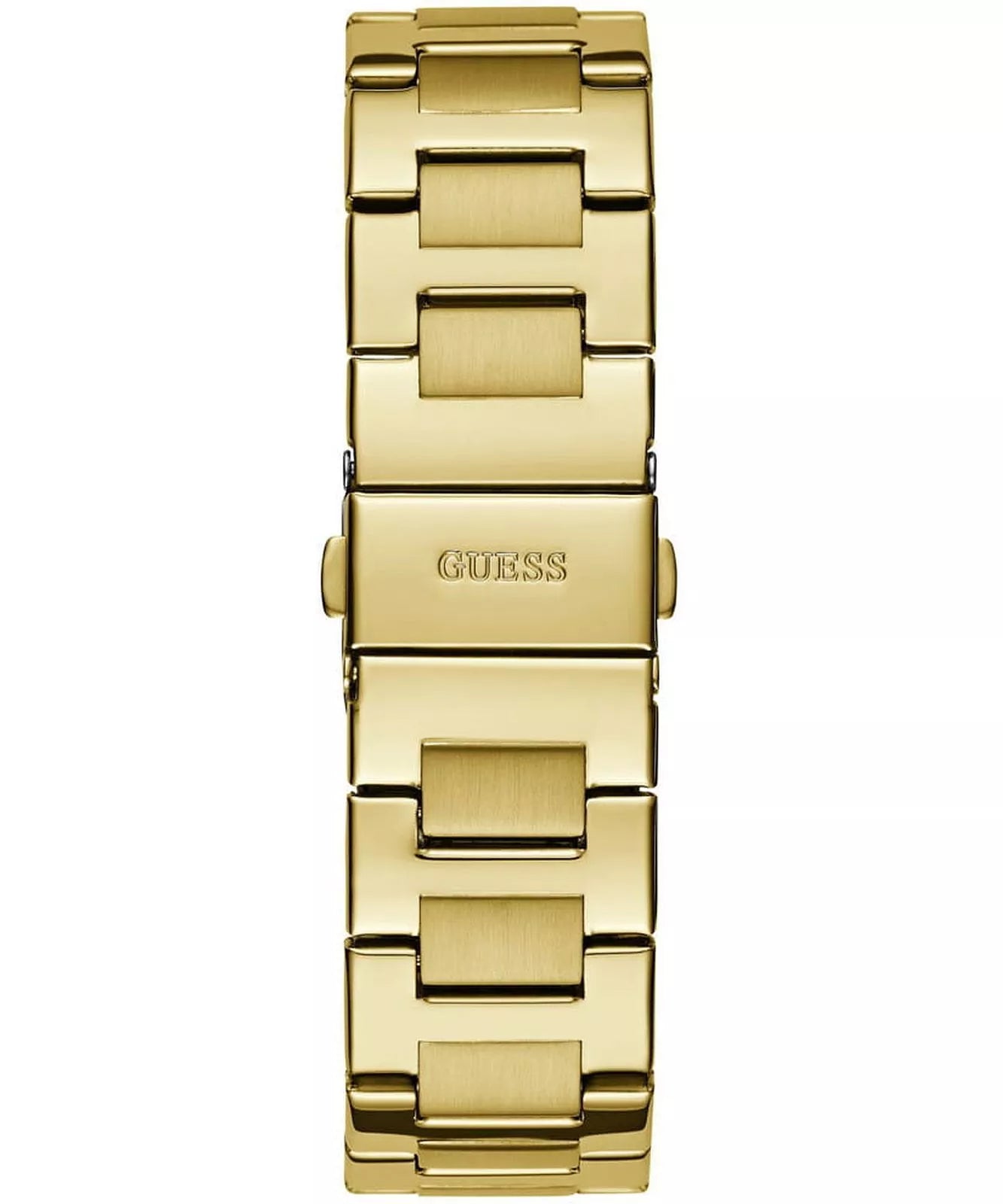 Guess Equality gold bracelet strap with link design and fold-over clasp