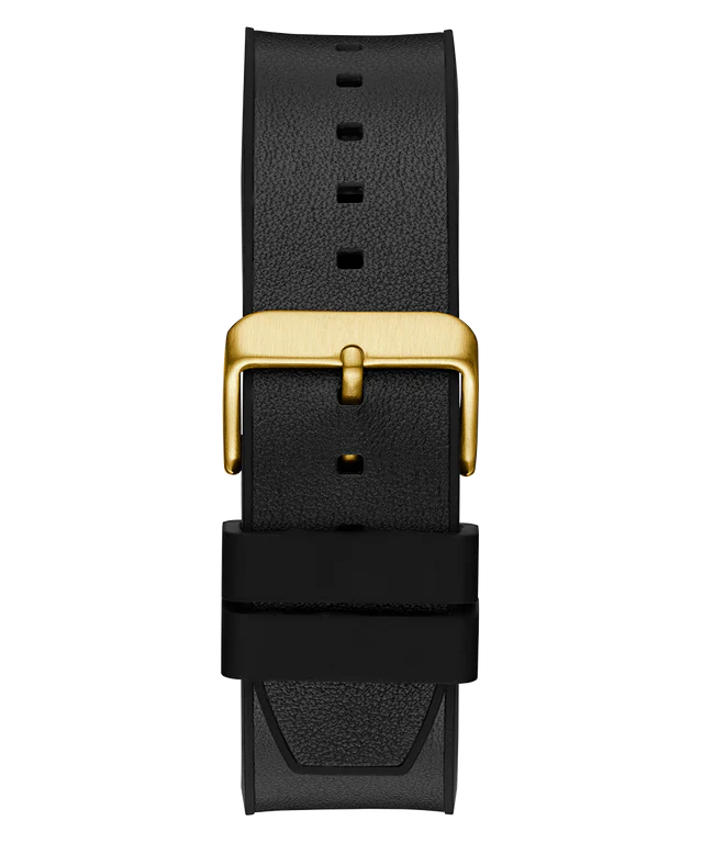 Black rubber strap with gold-tone buckle from Guess Equity GW0791G1 men's watch