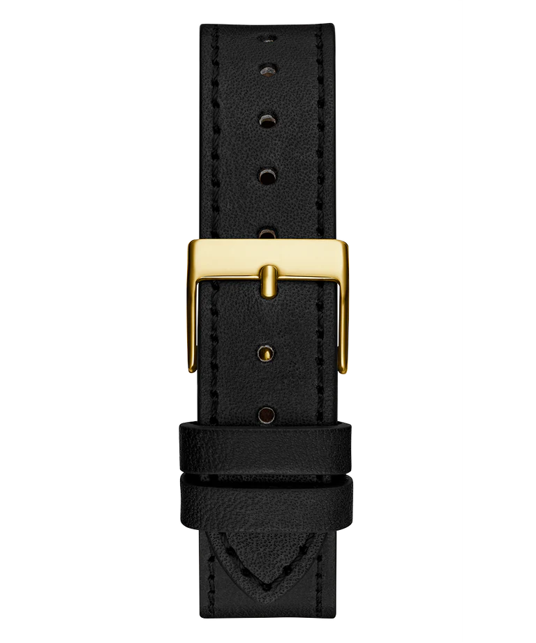 Guess Fame GW0548L3 black leather strap with gold-tone buckle and adjustment holes