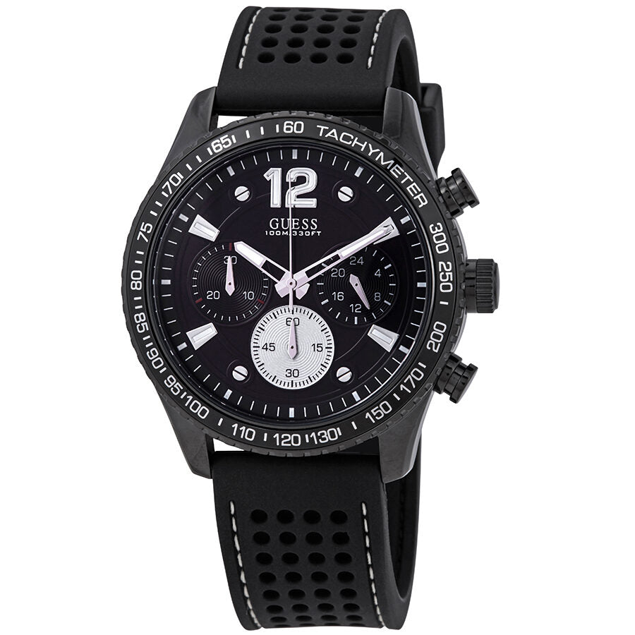 Guess Fleet Chronograph Black Dial Black Silicone Men's Watch W0971G1 - The Watches Men & CO