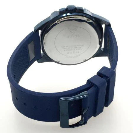 Guess Frontier Crystals caseback showing engraved Guess logo and watch specifications
