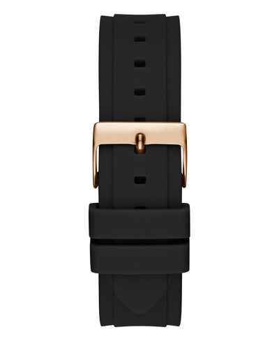 Black rubber strap with rose gold buckle closure and adjustment holes
