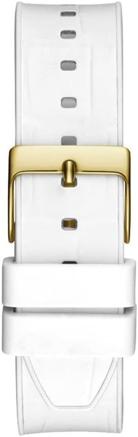 Guess Fusion watch white rubber strap with gold-tone buckle and closure detail