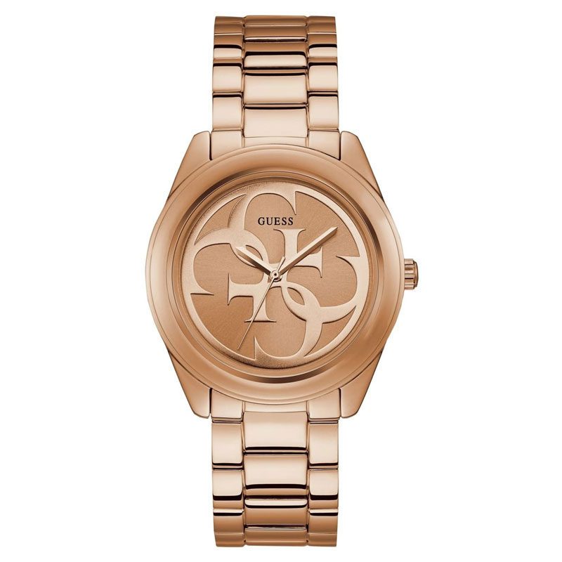 Guess Women's G-Twist gold-tone watch with round dial and metal bracelet