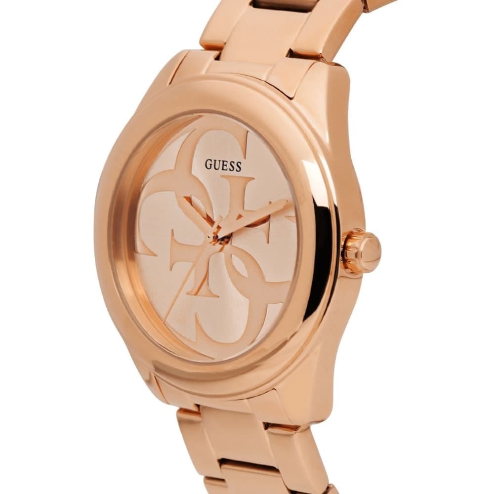 Guess G-Twist gold-tone watch side profile showing case and bracelet
