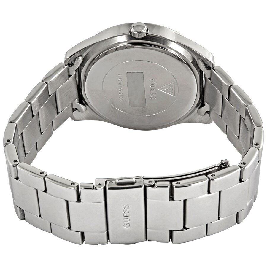 Guess G Twist watch caseback showing stainless steel bracelet and Guess branding