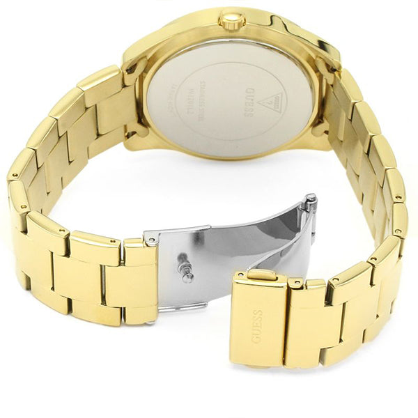 Guess G-Twist gold bracelet watch caseback and strap detail