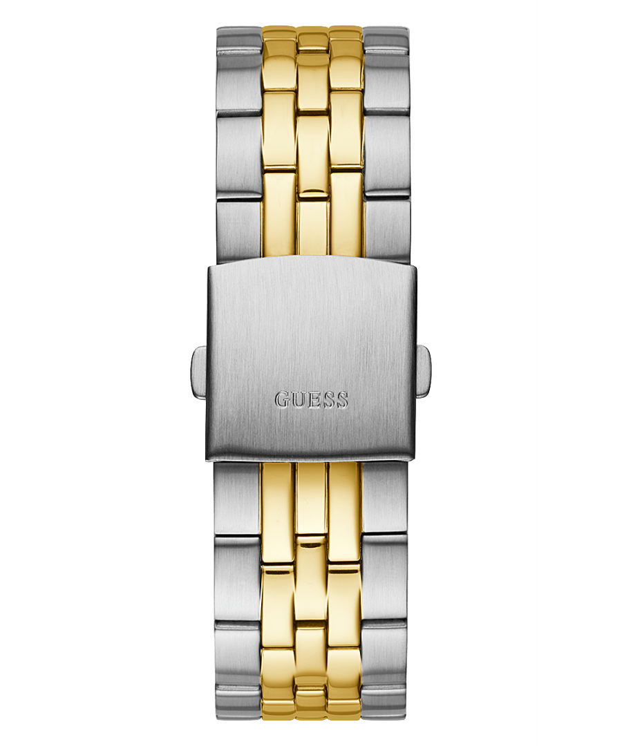 Guess Garrett watch two-tone bracelet detail with alternating gold and silver stainless steel links