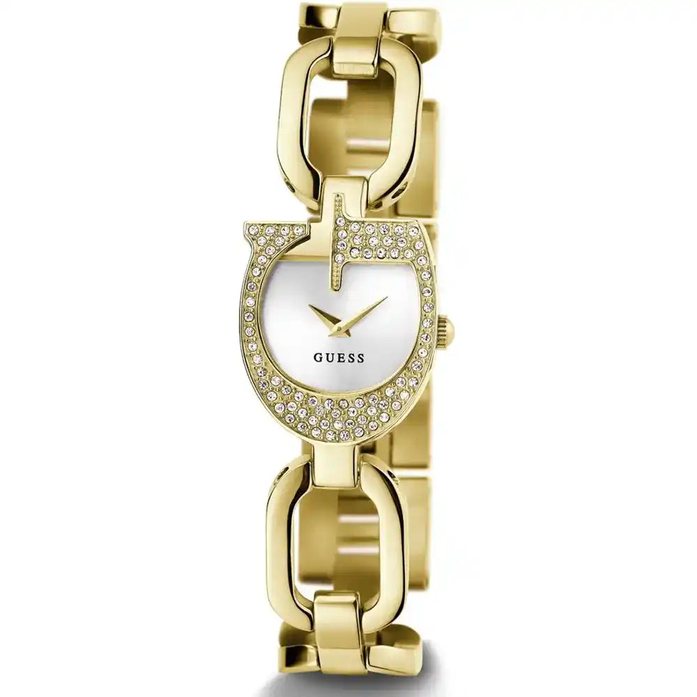Guess Gia GW0683L2 gold women's watch with crystal bezel and white dial