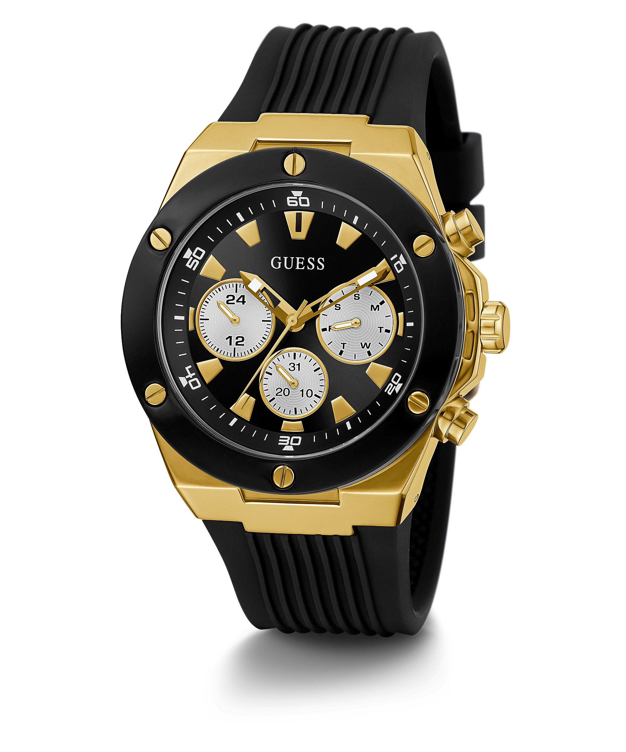 Guess Gold Case Black Strap Men’s Watch GW0057G1 - Watch