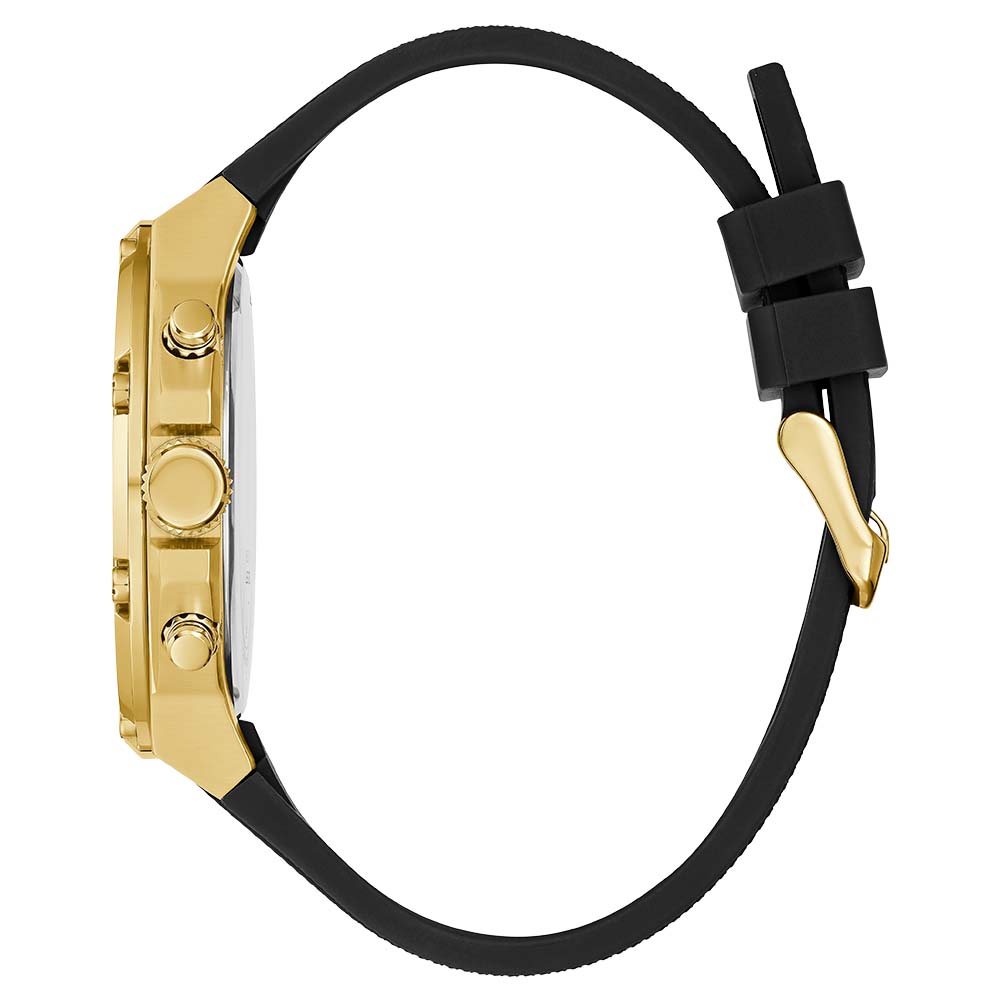 Guess Gold Tone Case Black Silicone Strap Men’s Watch GW0334G2 - Watch