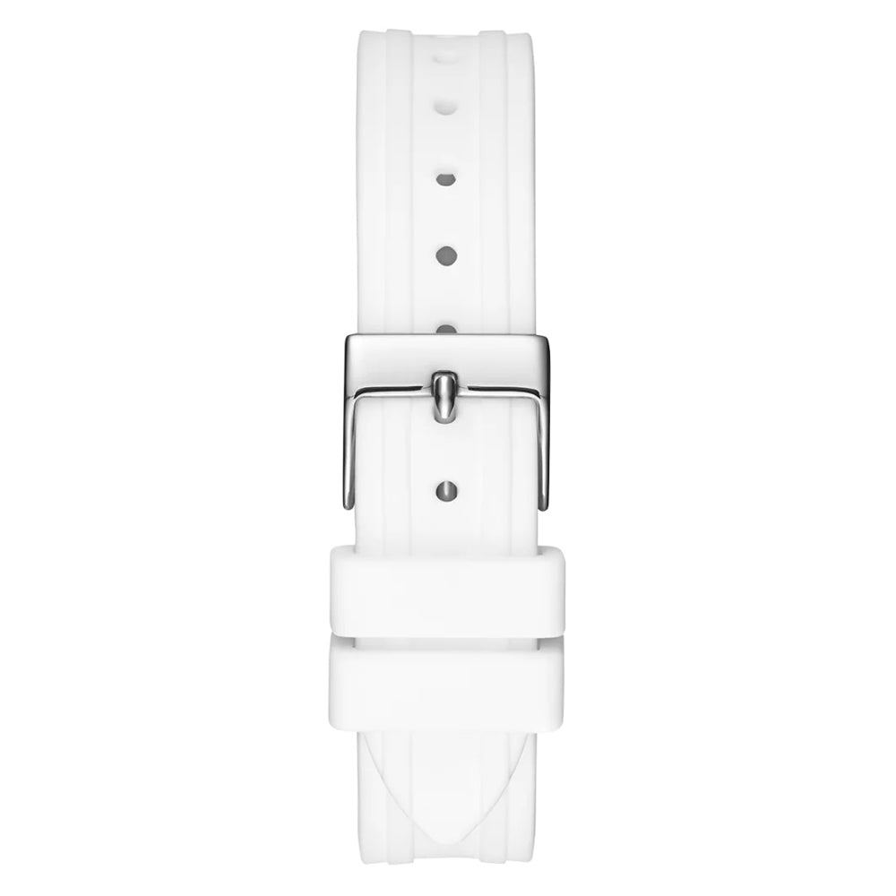 Guess watch white silicone strap with metal buckle closure