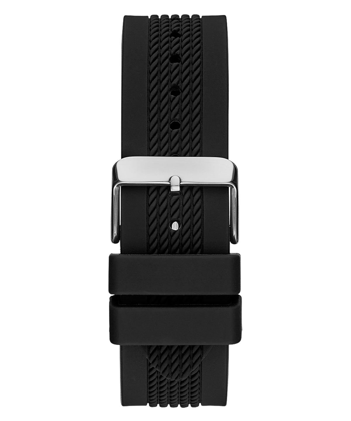 Black silicone strap with silver-tone buckle for Guess GW0051G1 men's watch