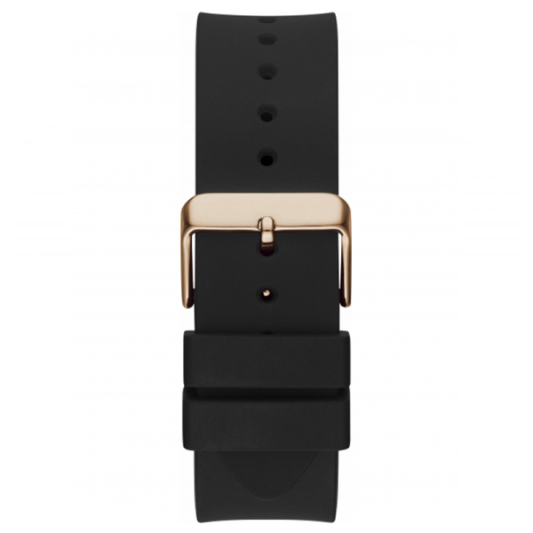 Guess GW0208G4 black silicone strap with gold-tone buckle and button closure details