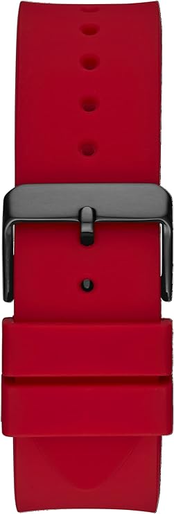 Guess black silicone strap with red rubber band and black buckle closure