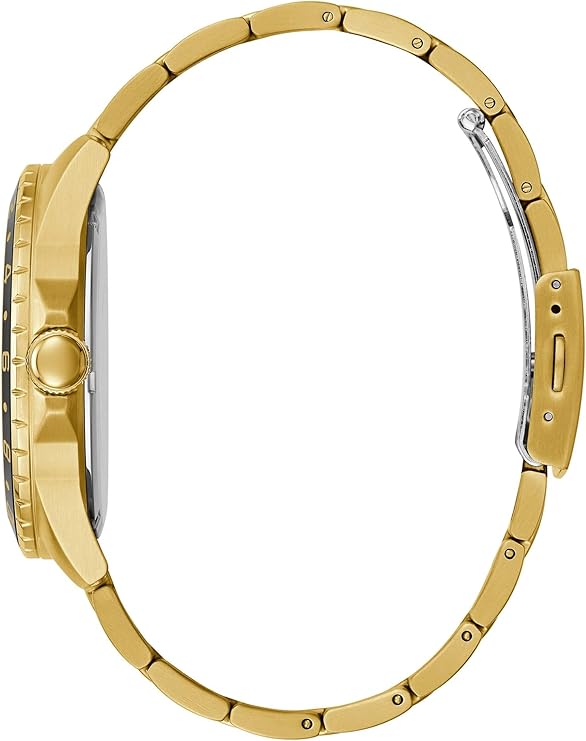 GUESS GW0220G2 watch side view showing gold bracelet and case