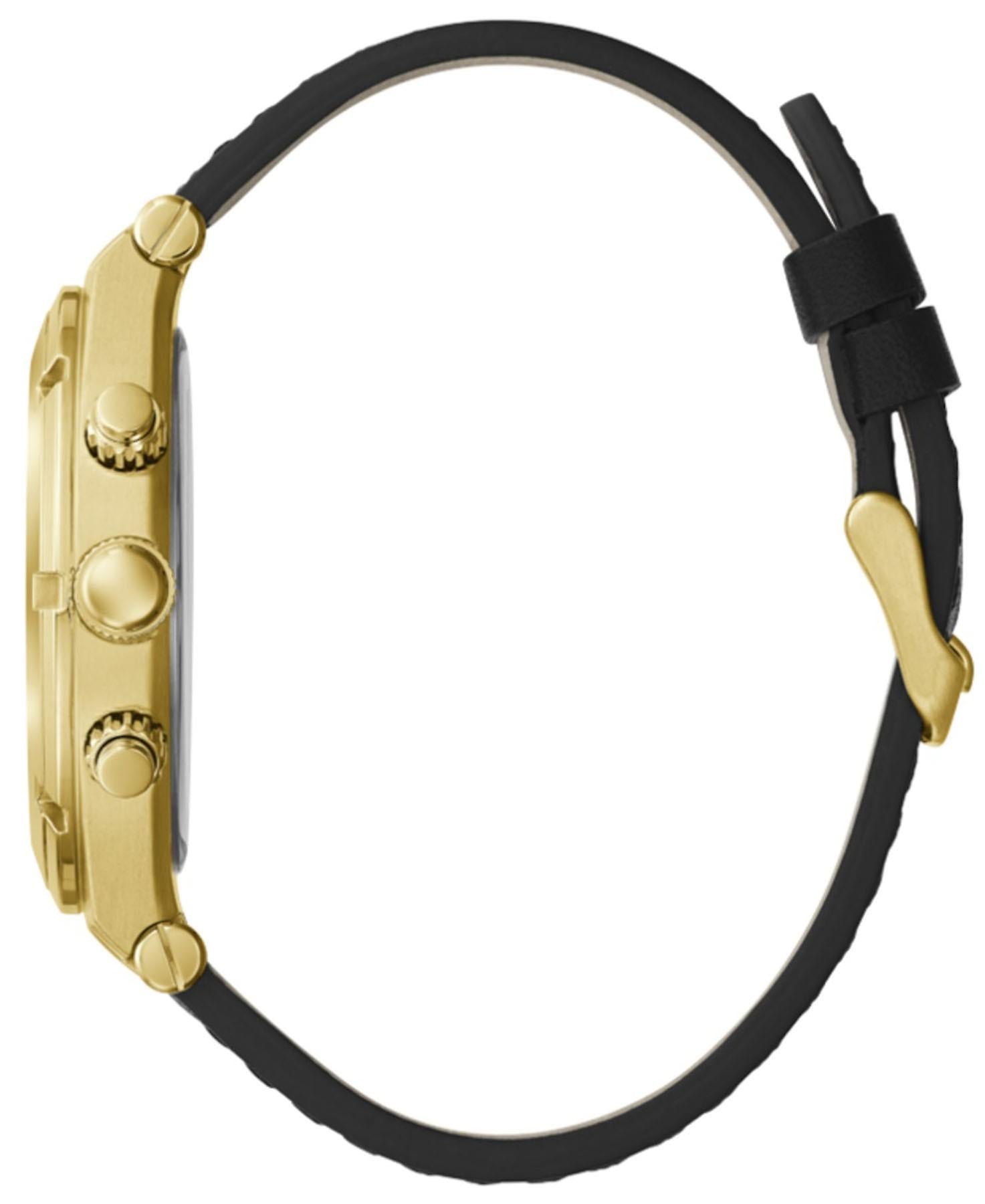 Guess GW0262G2 side profile showing gold-tone case and black strap