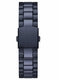 Close-up detail of GUESS Navy watch stainless steel bracelet links