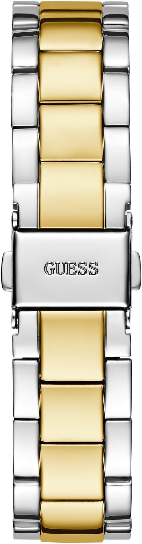 GUESS 2-tone gold and silver stainless steel bracelet with fold-over clasp