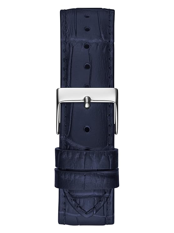 GUESS blue croc-embossed leather watch strap with silver buckle clasp