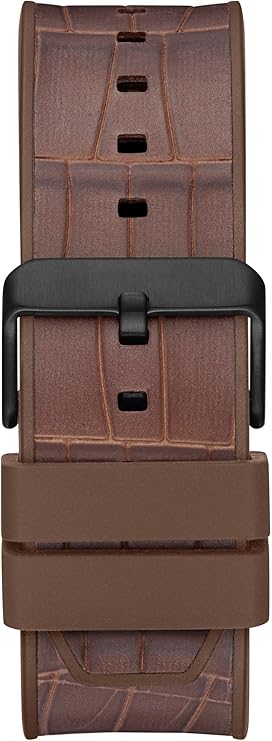 GUESS GW0326G2 brown crocodile texture leather strap with black buckle and padding detail