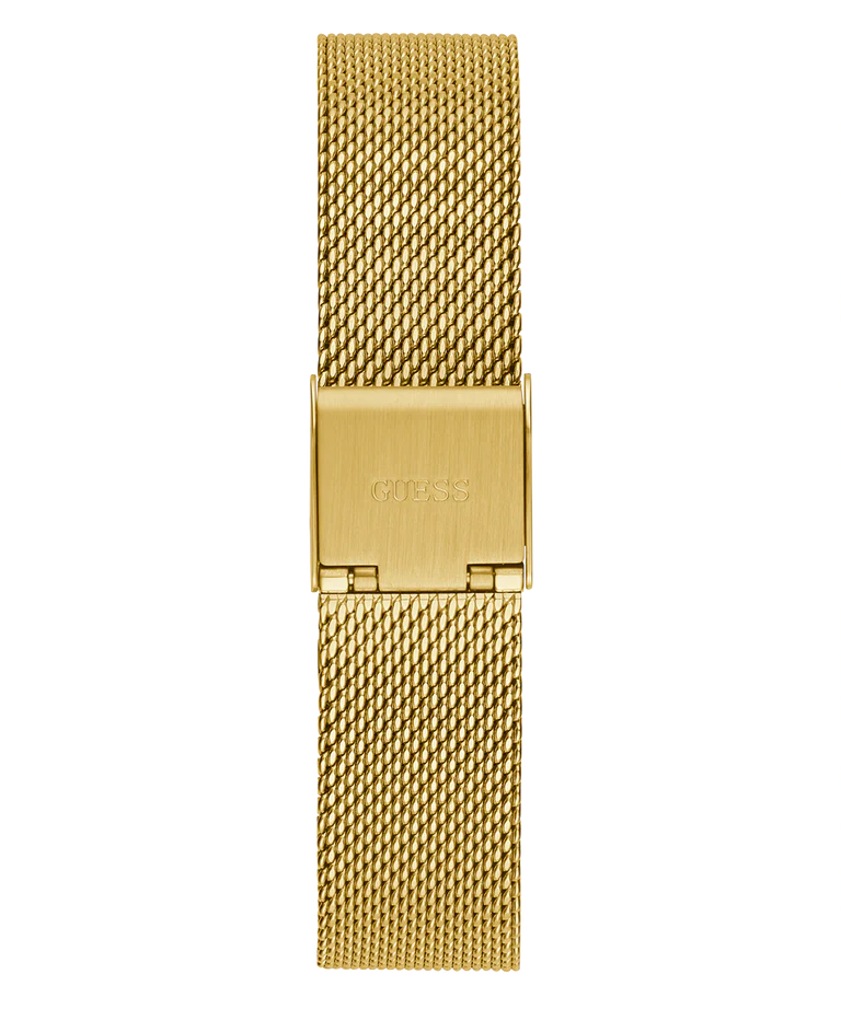 GUESS GW0354L5 gold mesh band and clasp detail view