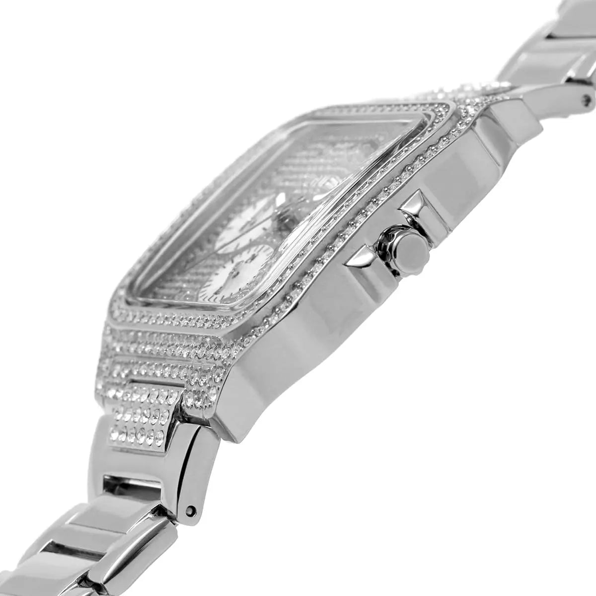 Guess GW0472L1 stainless steel bracelet close-up showing polished links and GUESS branding