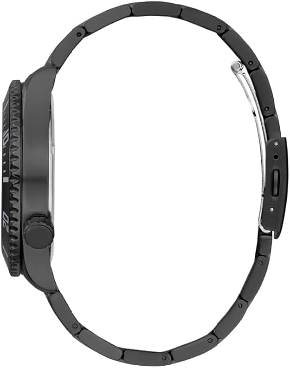 GUESS GW0488G3 black stainless steel bracelet and side profile of watch case