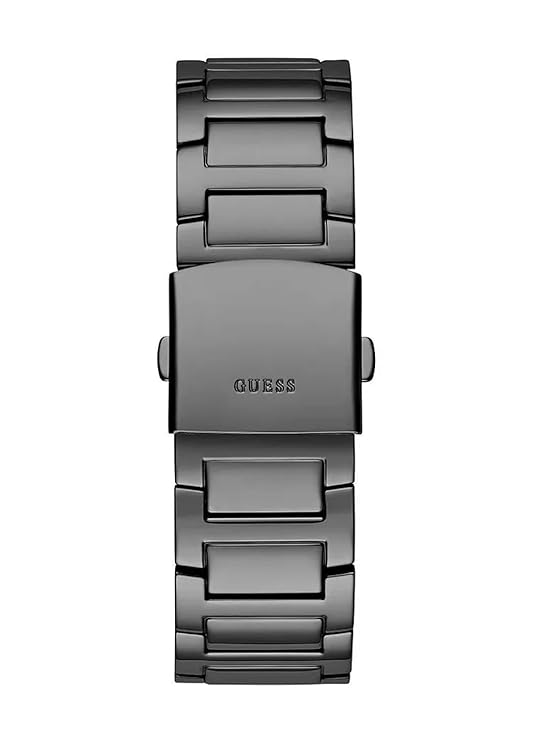 GUESS GW0497G5 gunmetal stainless steel link bracelet and clasp detail