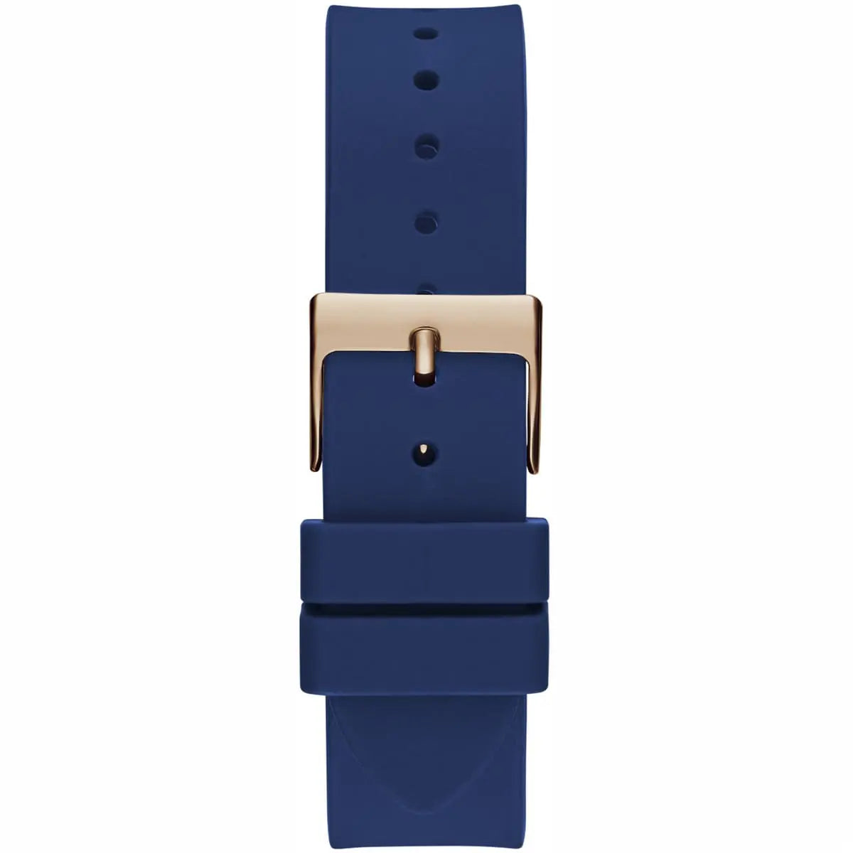 Guess GW0536L5 blue rubber strap with rose gold buckle and crystal accents