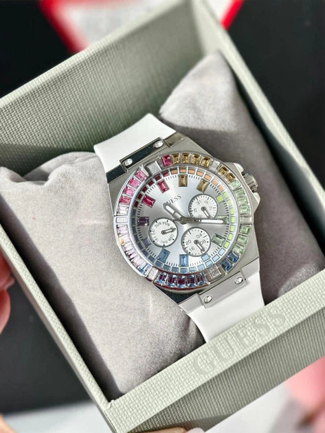 Guess GW0541L1 watch in presentation box with white cushion and gray exterior packaging