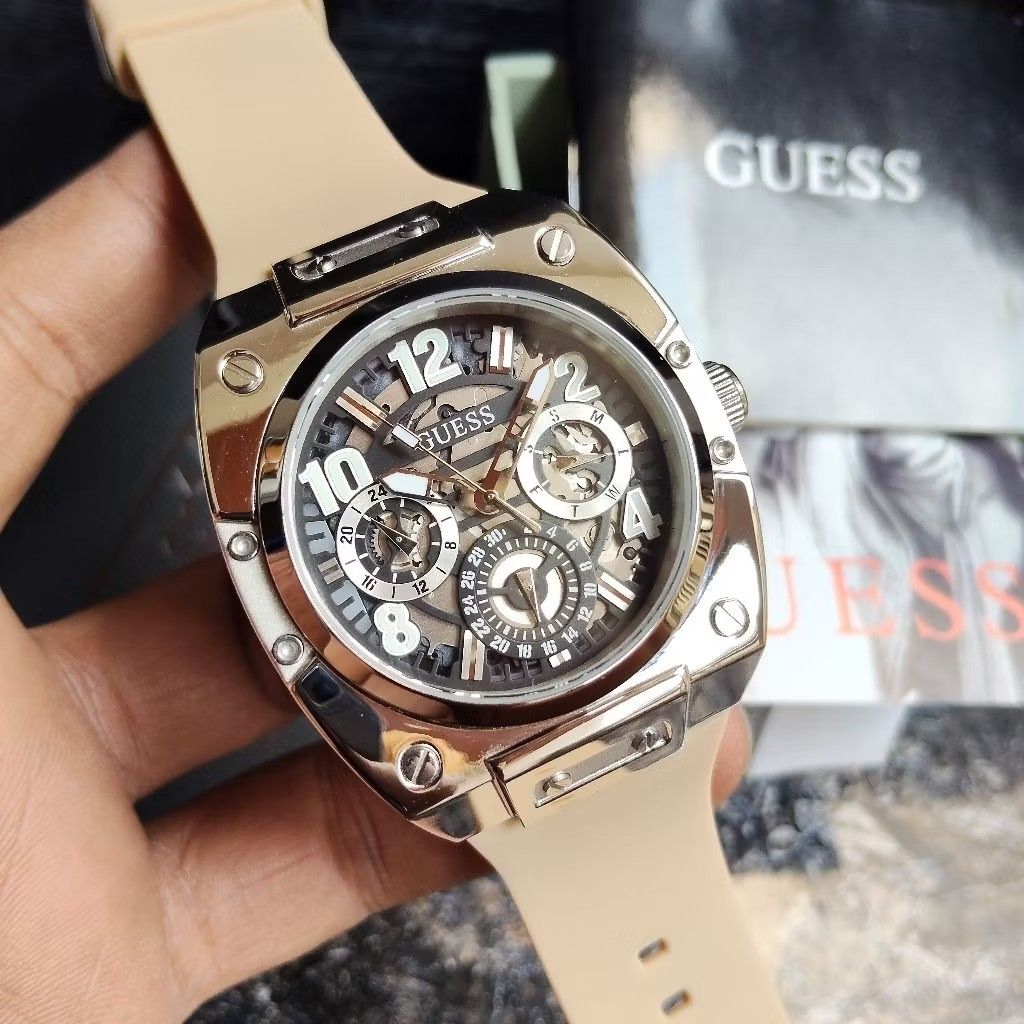 Guess GW0569G1 skeleton dial multifunction watch with chronograph subdials