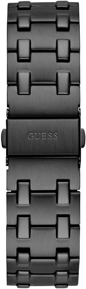 Black stainless steel link bracelet strap with Guess branding